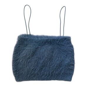 zara fuzzy spaghetti strap crop top